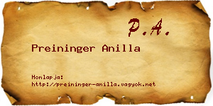Preininger Anilla névjegykártya